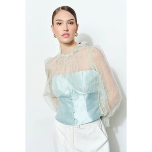 Luxe Lace Mock Neck Long Sleeve Blouse Top